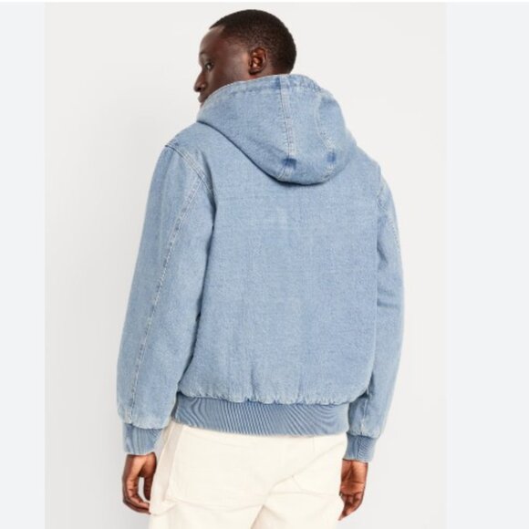 Old Navy Oversized Denim Zip Hoodie Medium Wash Lined L - Picture 4 of 10